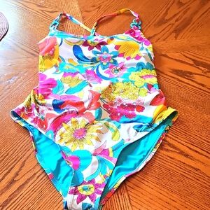 NWT Trina Turk Multicolor Floral Women's One Piece Swimsuit,Size 14
